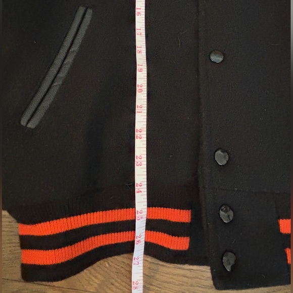 Vintage Stewart & Strauss Varsity Jacket Men's Med Black letterman Wool Leather - Picture 10 of 10